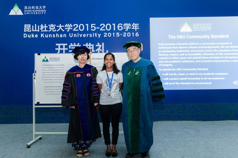 DKU Holds Opening Convocation to Start Second Academic Year 6 2015Fall Sign cut