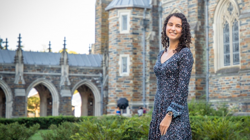 Laura Navarro, DKU Class of 2022, pictured at the Duke campus is Durham